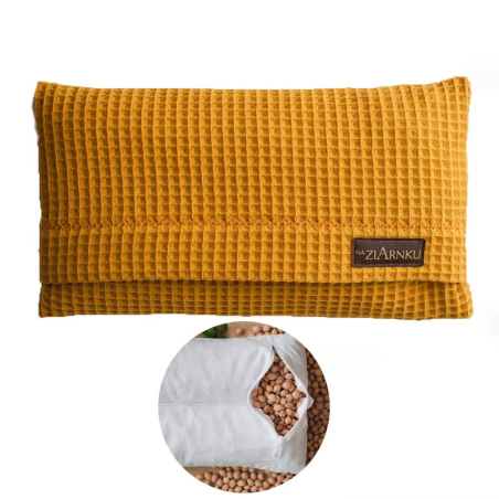 Termofor z pestkami wiśni, musztardowy, Naturalny, Ekologiczny, Duży