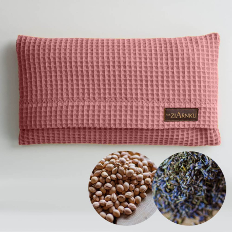 Bezpieczny Termofor z Pestek Wiśni Naturalny, Ekologiczny -brudny róż wafelek-lawenda