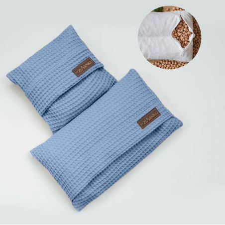 Termofory z pestkami wiśni, Duży + Mały - Niebieski wafelek - zestaw na ekoprezent